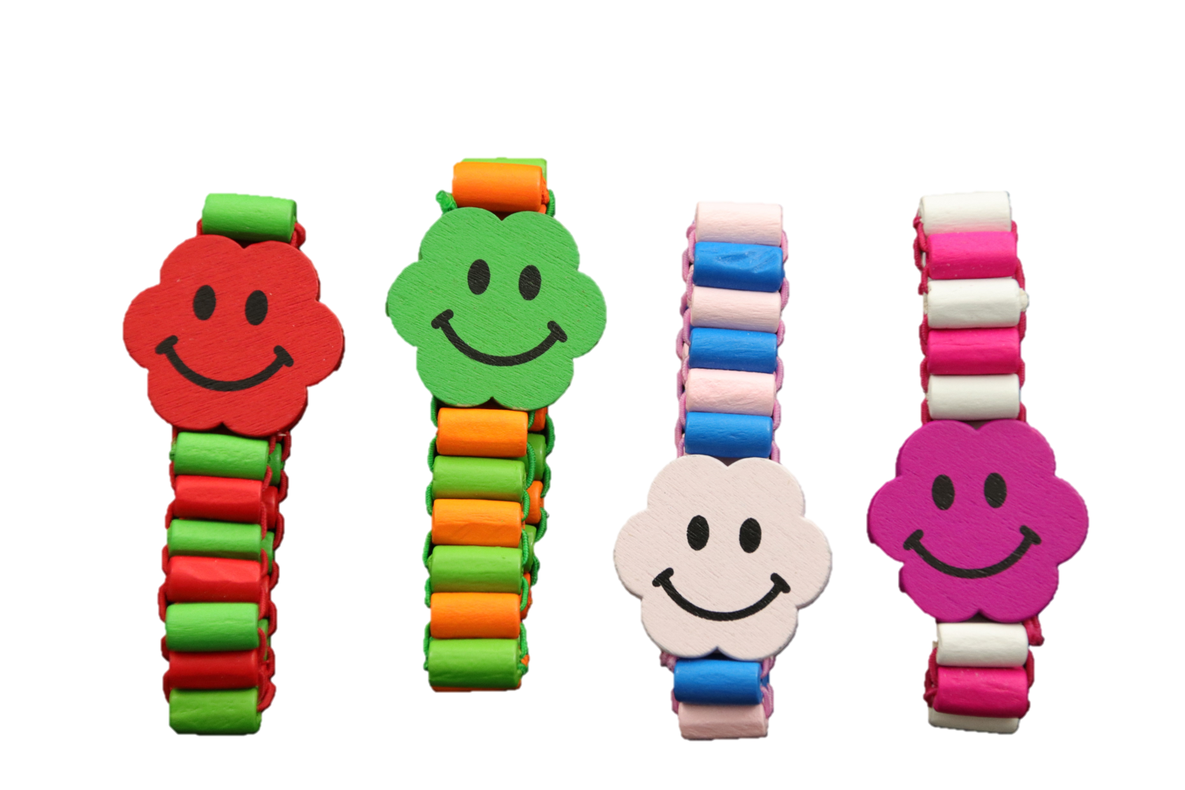 Holzarmband mit lachender Blume