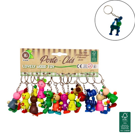 Holztiere an Schlüsselkette