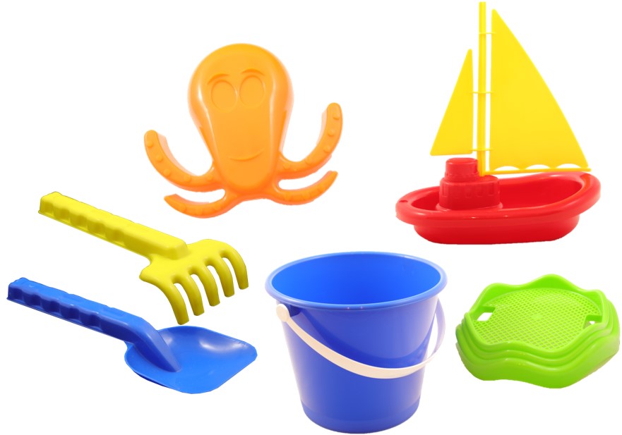 Sandeimerset mit Segelboot