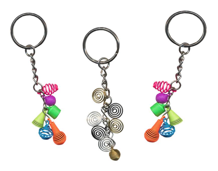 Schlüsselanhänger mit bunten Spiralen